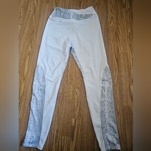 Snake Print Leggings White Gray Sommer ray  Stretch Pants Size L‎
